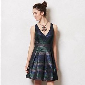 Eva Franco green-blue shimmering cocktail dress